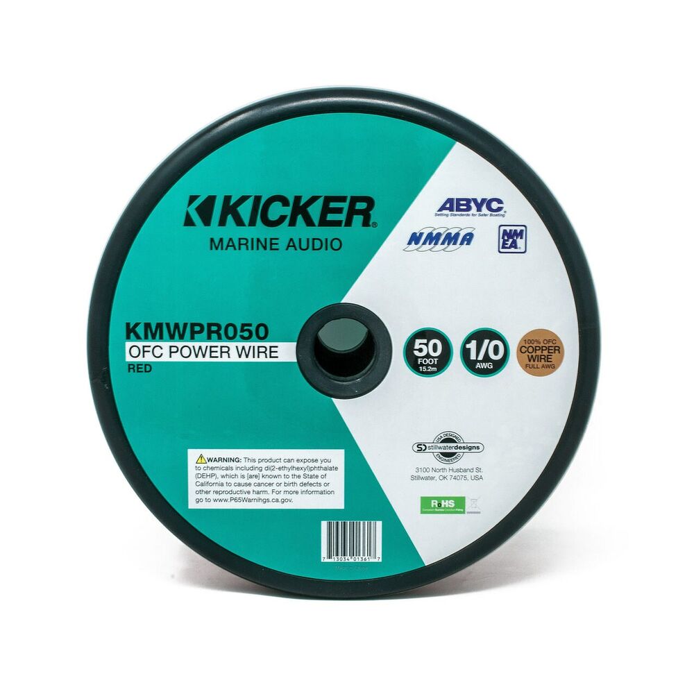Kicker KMWPR050 Marine 1/0awg Power Wire, 50ft, Red (47KMWPR050)