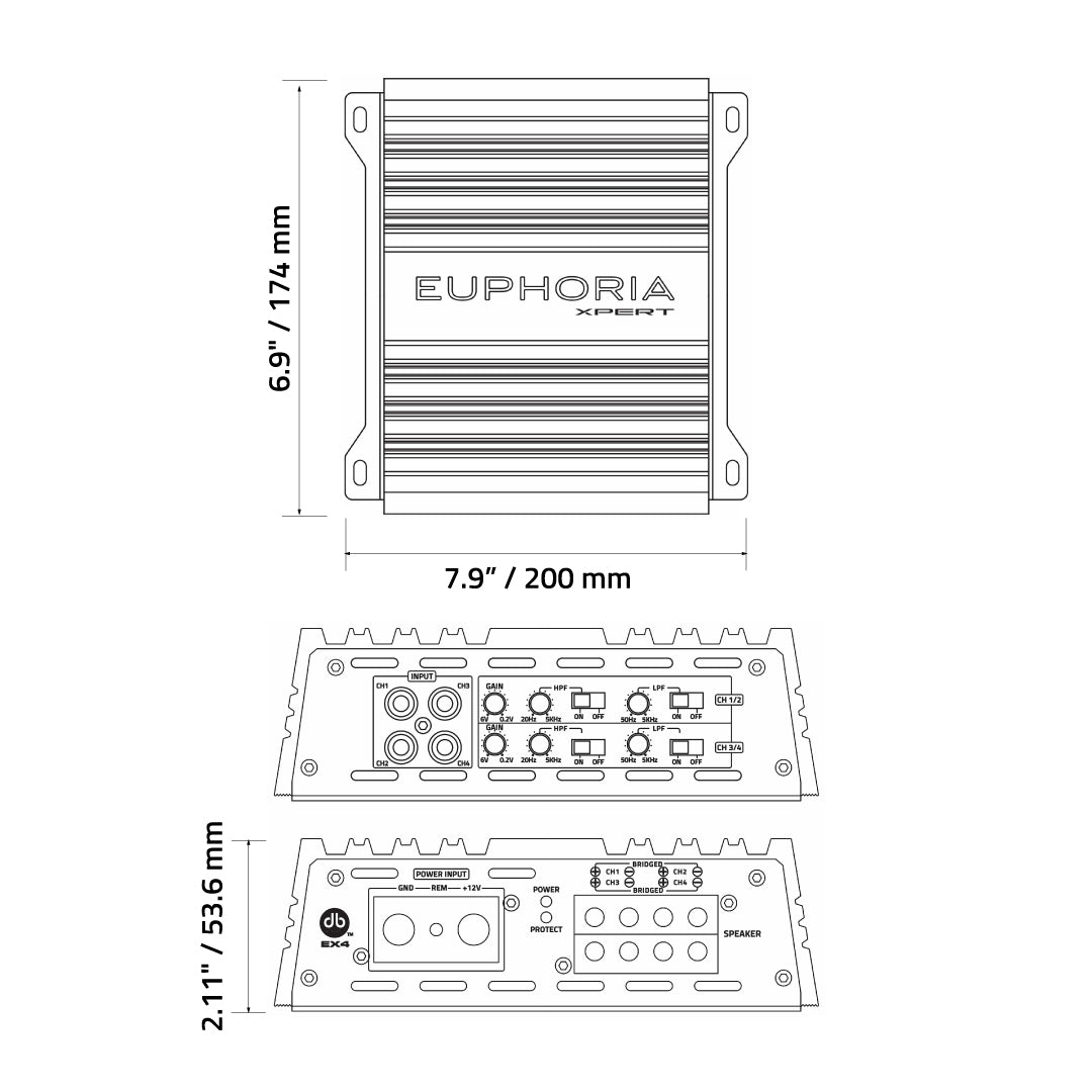 EX4 : Full Range Class D 4 Channel Power Sports Amplifier