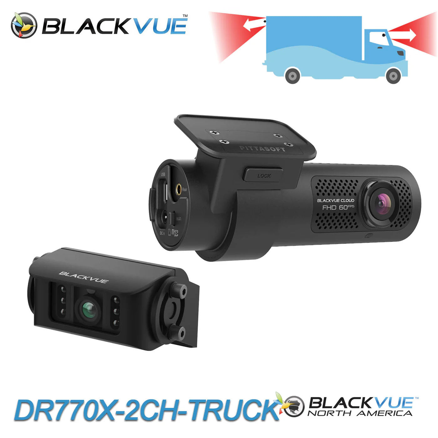BlackVue DR770X-2CH-TRUCK Front and Waterproof Rear Exterior 1080p Dash Cam