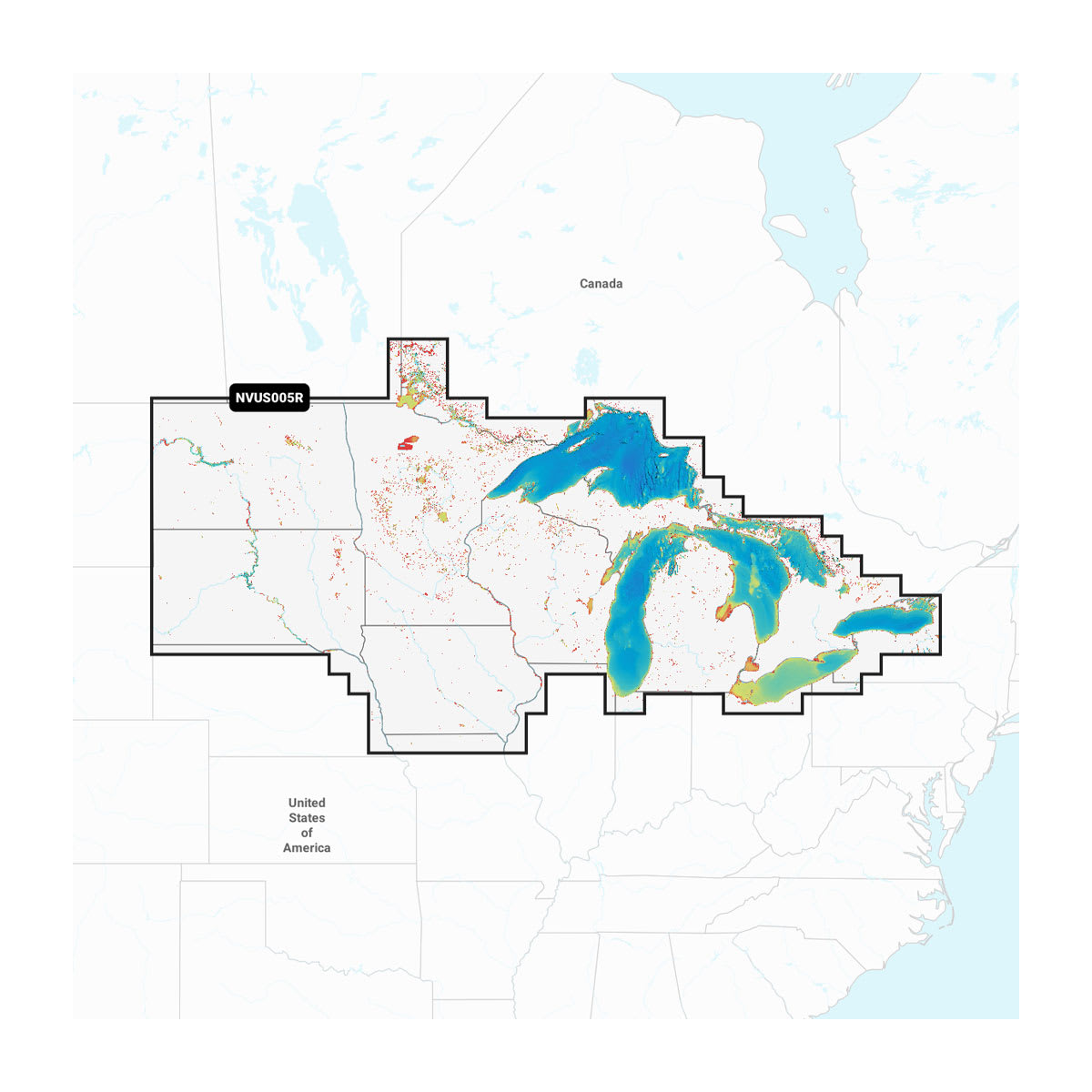 Map of Wisconsin with lakes and borders labeled