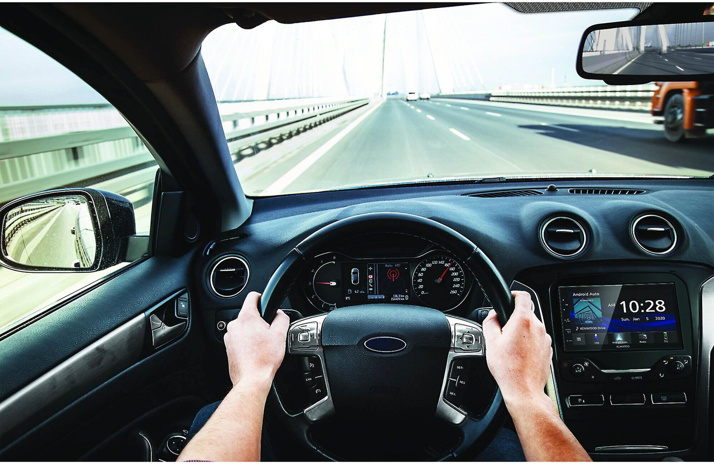 Person driving a car