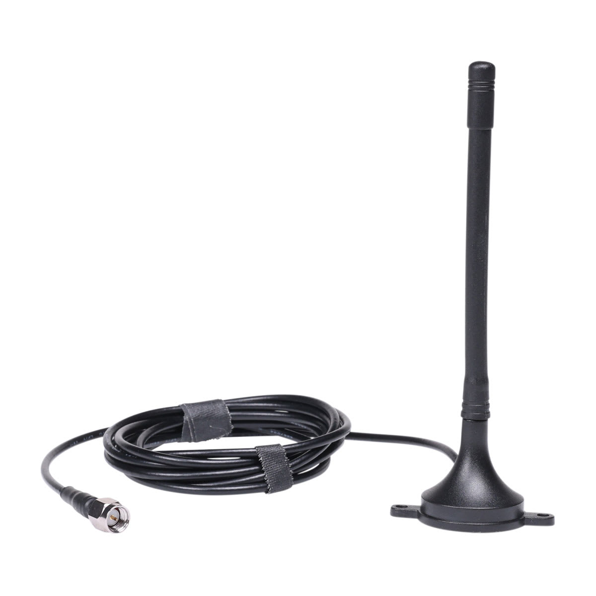 Black antenna with coiled cable