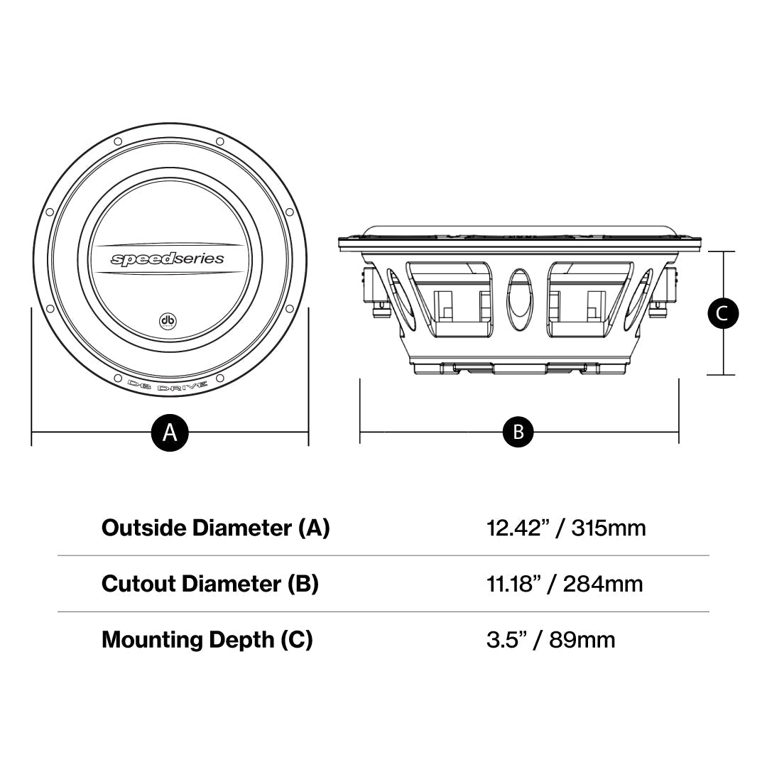 DB Drive SPF12D4 : 12 in. Dual 4-Ohm Shallow Subwoofer