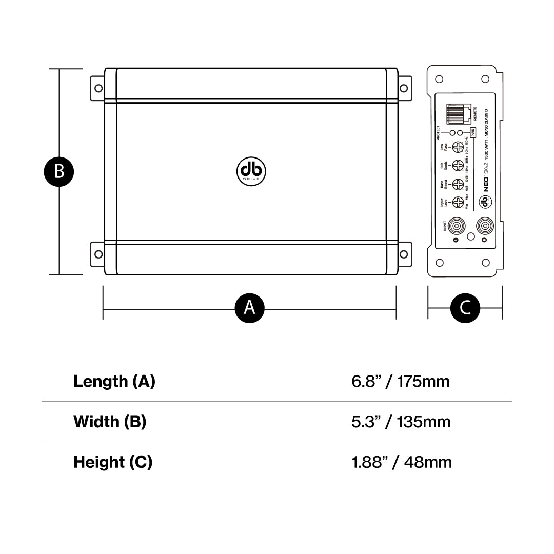 DB Drive NEO4V2 : NEO 4-Channel Class D Mini Amplifier