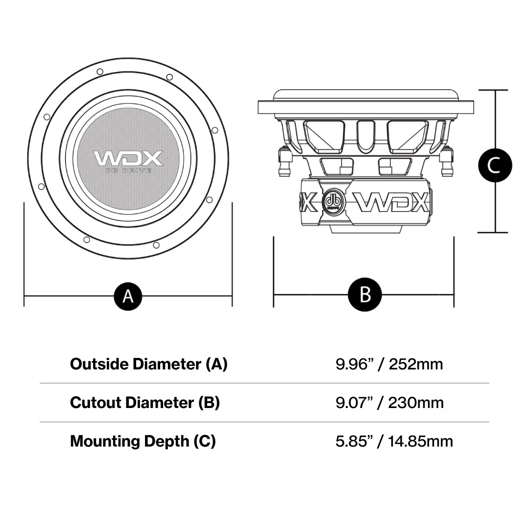 DB Drive WDX10G0.4 : 10 in. Dual 4-Ohm Subwoofer