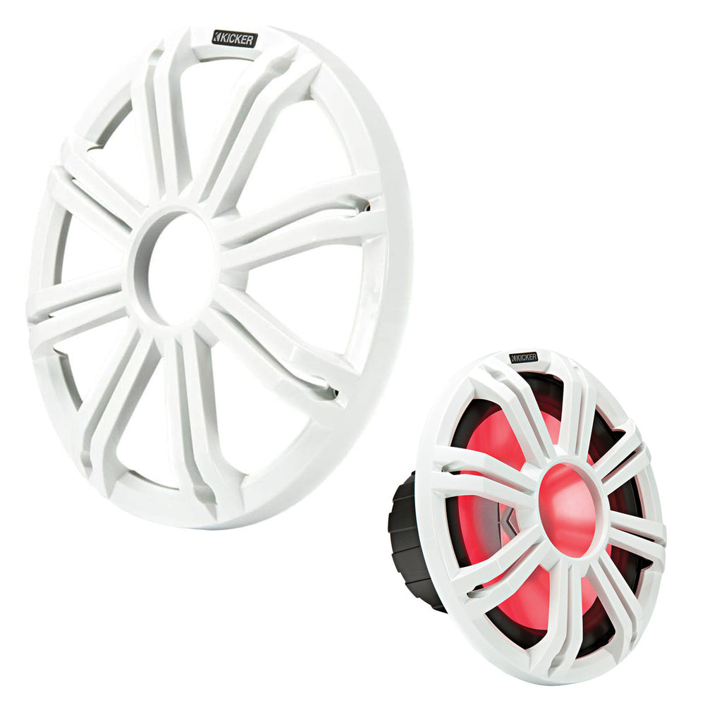 Kicker 45KMG12W 12 Inch Grille for KM12 and KMF12 Subwoofers with LEDs White
