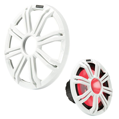 Kicker 45KMG12W 12 Inch Grille for KM12 and KMF12 Subwoofers with LEDs White