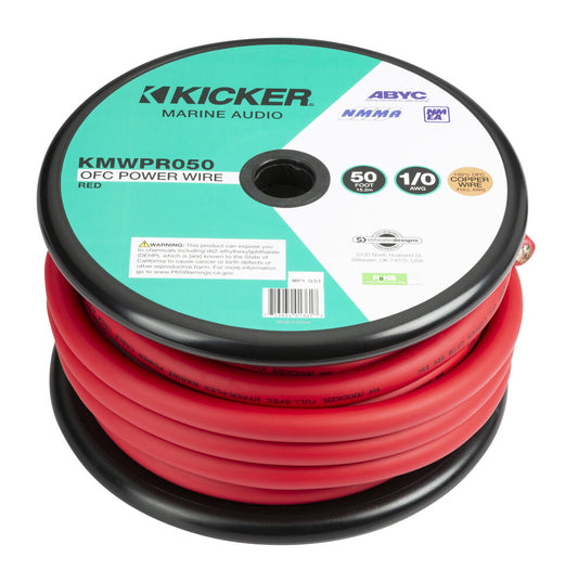 Kicker KMWPR050 Marine 1/0awg Power Wire, 50ft, Red (47KMWPR050)