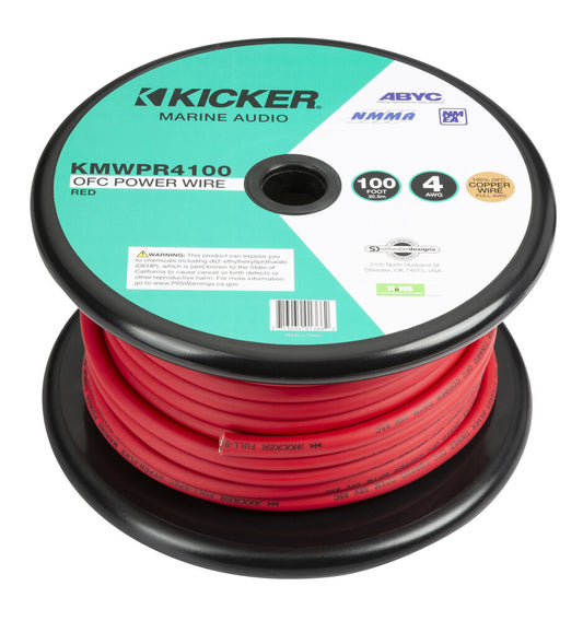 Kicker KMWPR4100 100Ft. Red 4 Gauge Marine Power Wire (47KMWPR4100)