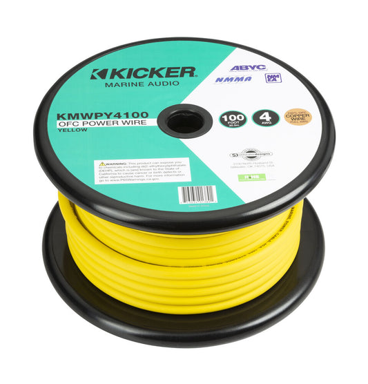 Kicker KMWPY4100 100Ft. Yellow 4 Gauge Marine Power Wire (47KMWPY4100)