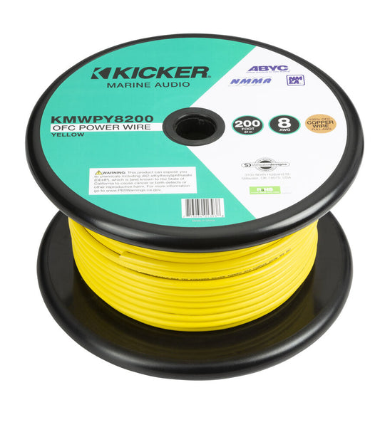 Kicker KMWPY8200 200Ft. Yellow 8 Gauge Marine Power Wire (47KMWPY8200)