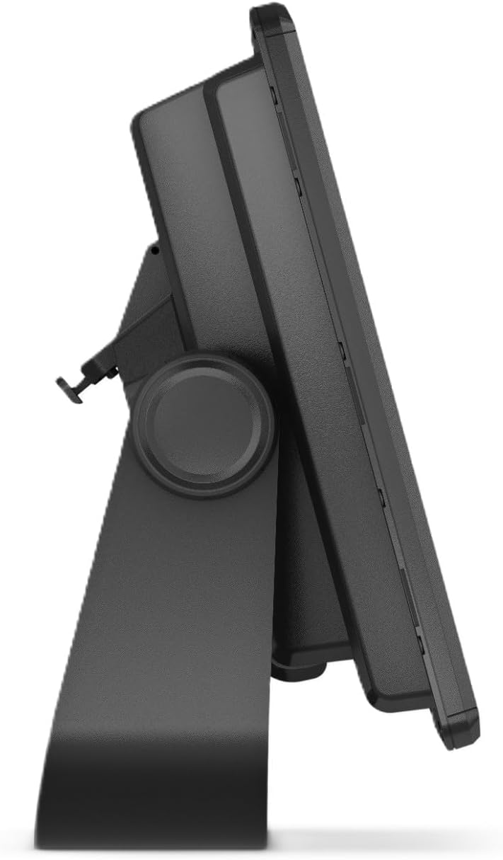 Black electronic device with a stand 