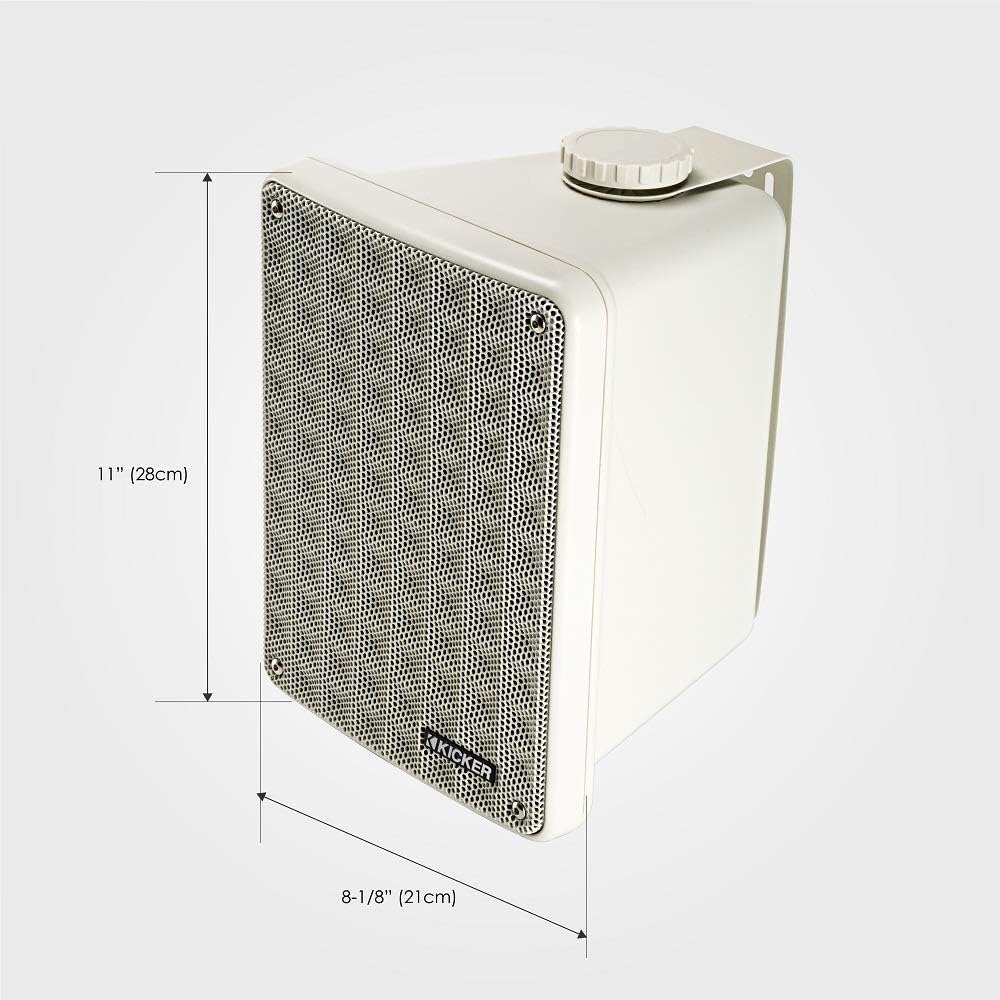 Kicker 46KB6G 2-Way Full Range Indoor Outdoor Weatherproof Speakers for Patio Garage Poolside In-Home, 6.5 inch woofer, 2x5 inch Horn Tweeter Gray 8 Ohm (Pair)