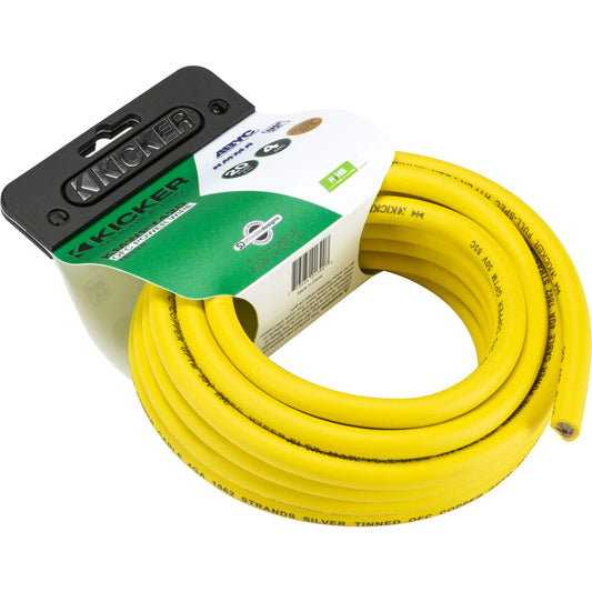 Kicker 47KMWPY420 Marine-grade yellow ground wire, 20-feet (4-gauge)