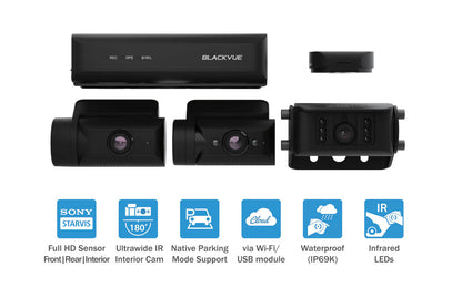 BlackVue DR770X-BOX-TRUCK 3-Channel Full HD Dash Cam For Front-Exterior Rear-Interior