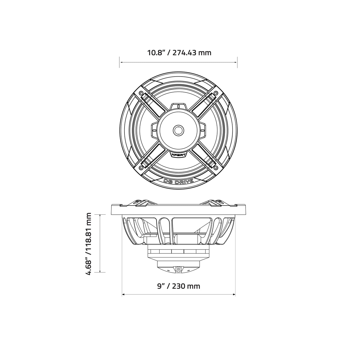 EX10NCD : 10" 2-Way High Efficiency Loudspeaker W/Back Mounted Compression Driver Tweeter