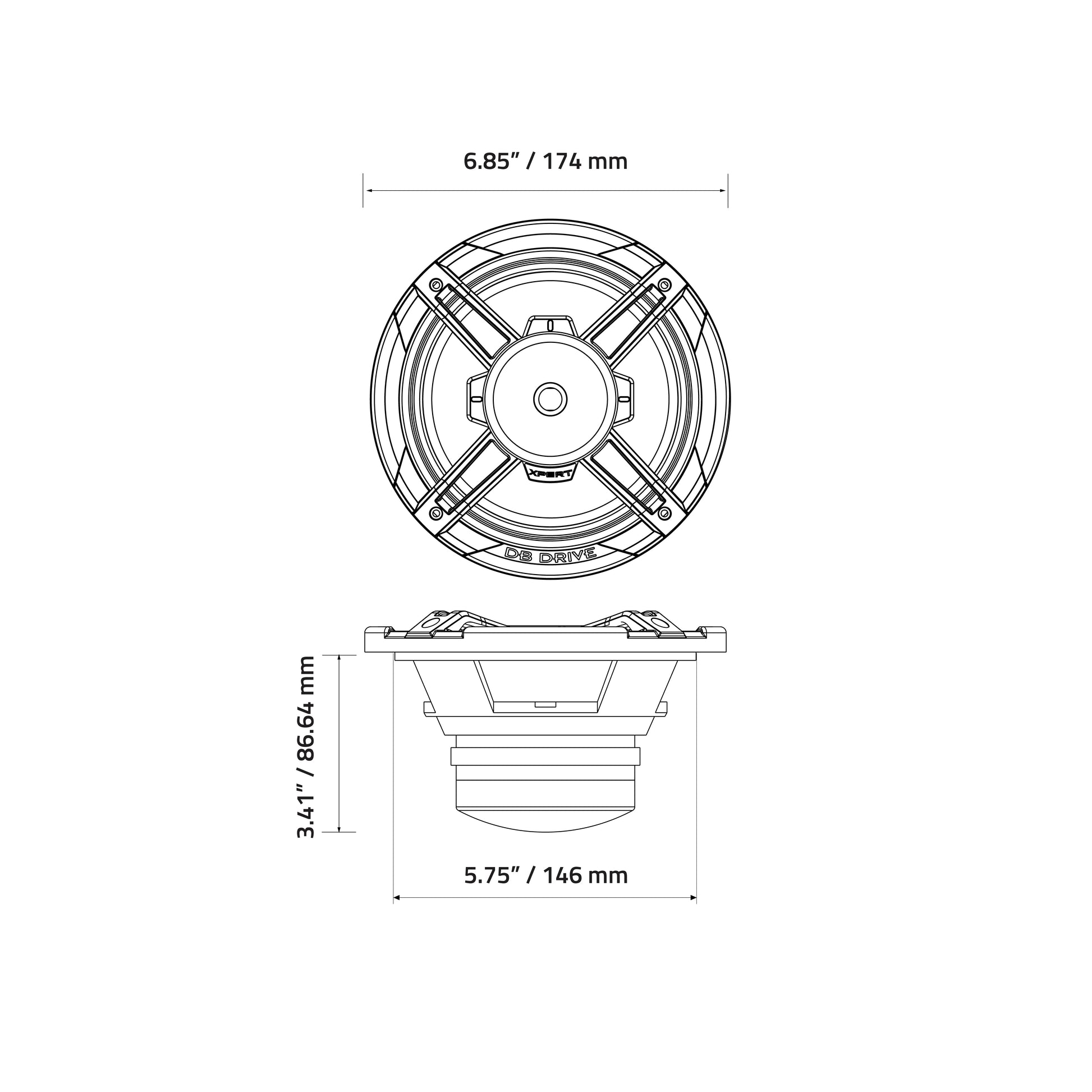 EX6NCD-CF : 6.5 in. 2-Way NEO Carbon Fiber Loudspeaker W/ Back Mounted Compression Driver