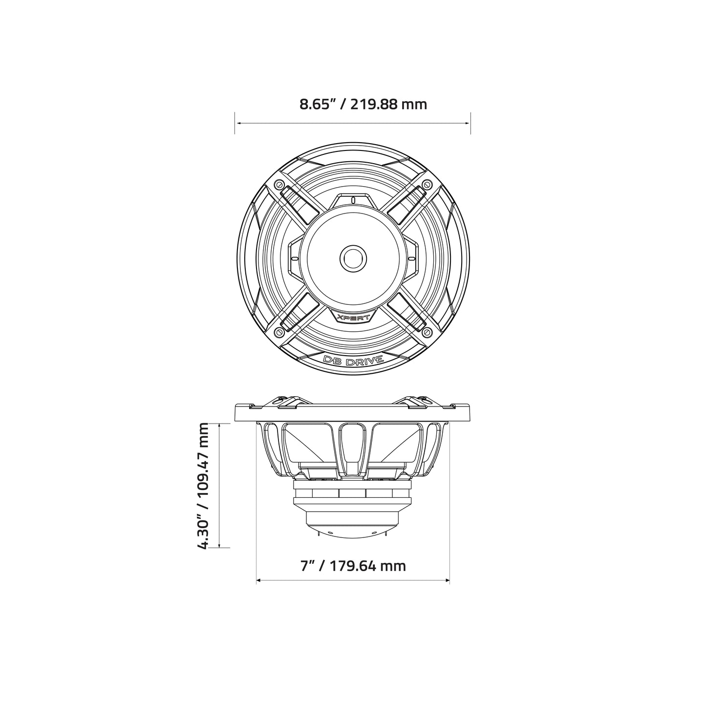 EX8NCD-CF : 8 in.  2-Way Carbon Fiber Loudspeaker W/ Back Mounted Compression Driver