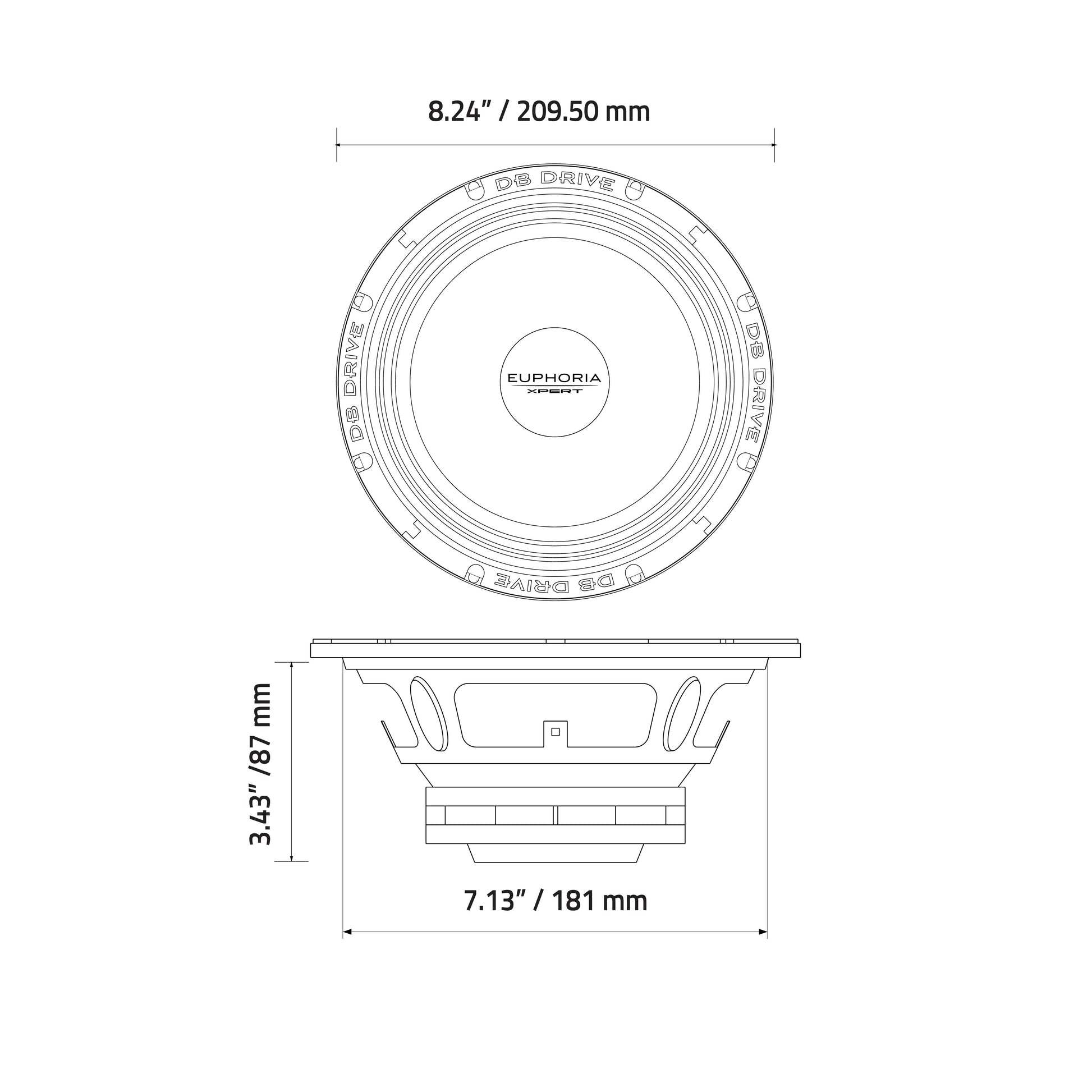EXM8SN : 8 in. NEO Midrange - Stamped Frame
