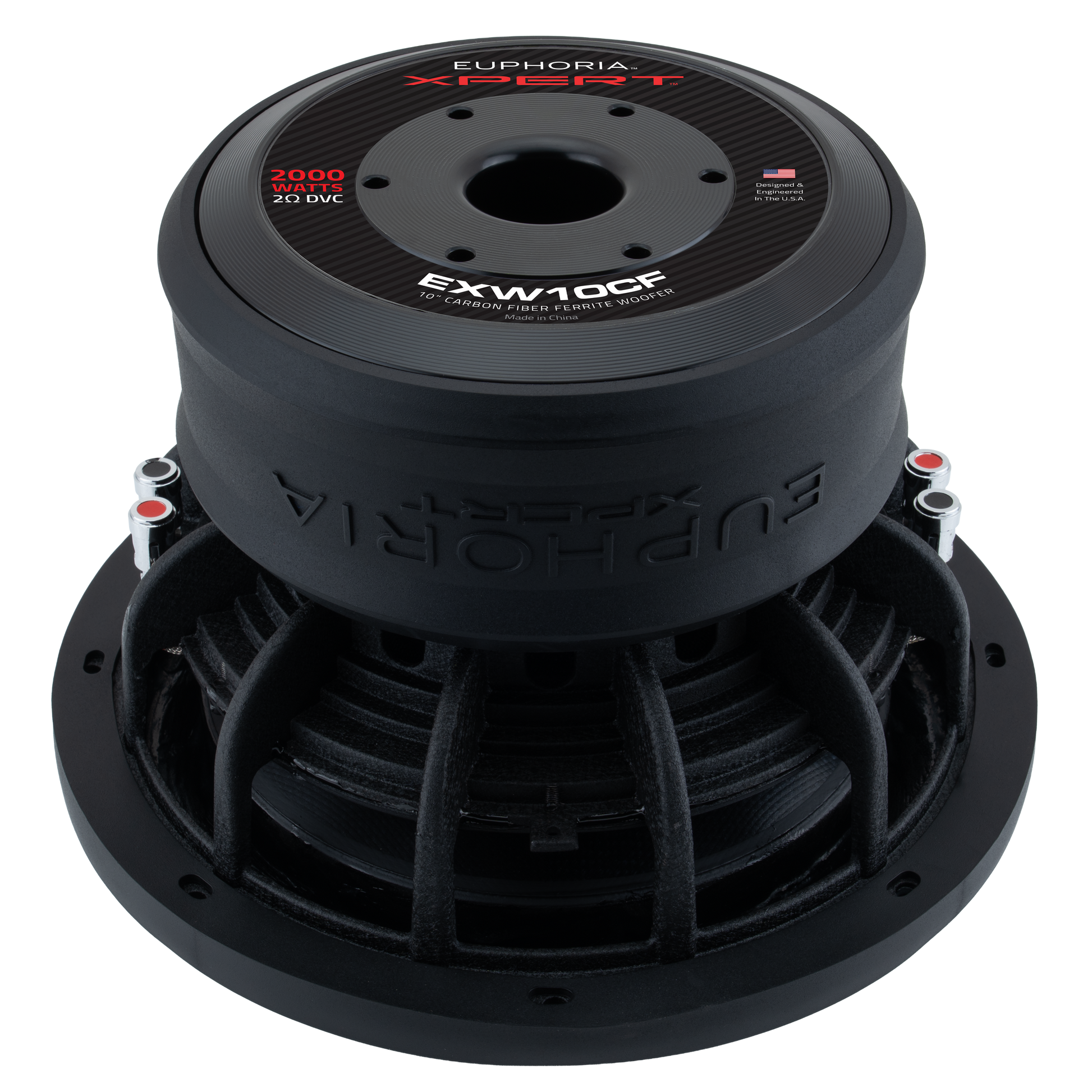 EXW10CF : 10 in. Dual 2-Ohm Carbon Fiber Subwoofer With Ferrite Magnet