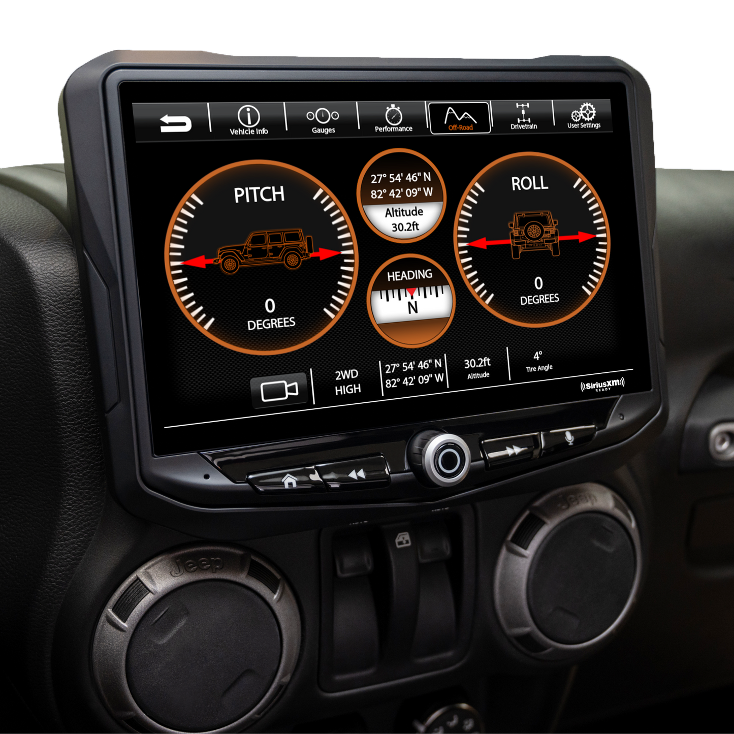 HEIGH10 10-inch Jeep Wrangler JK Integrated Radio Kit Off-Road Mode Display