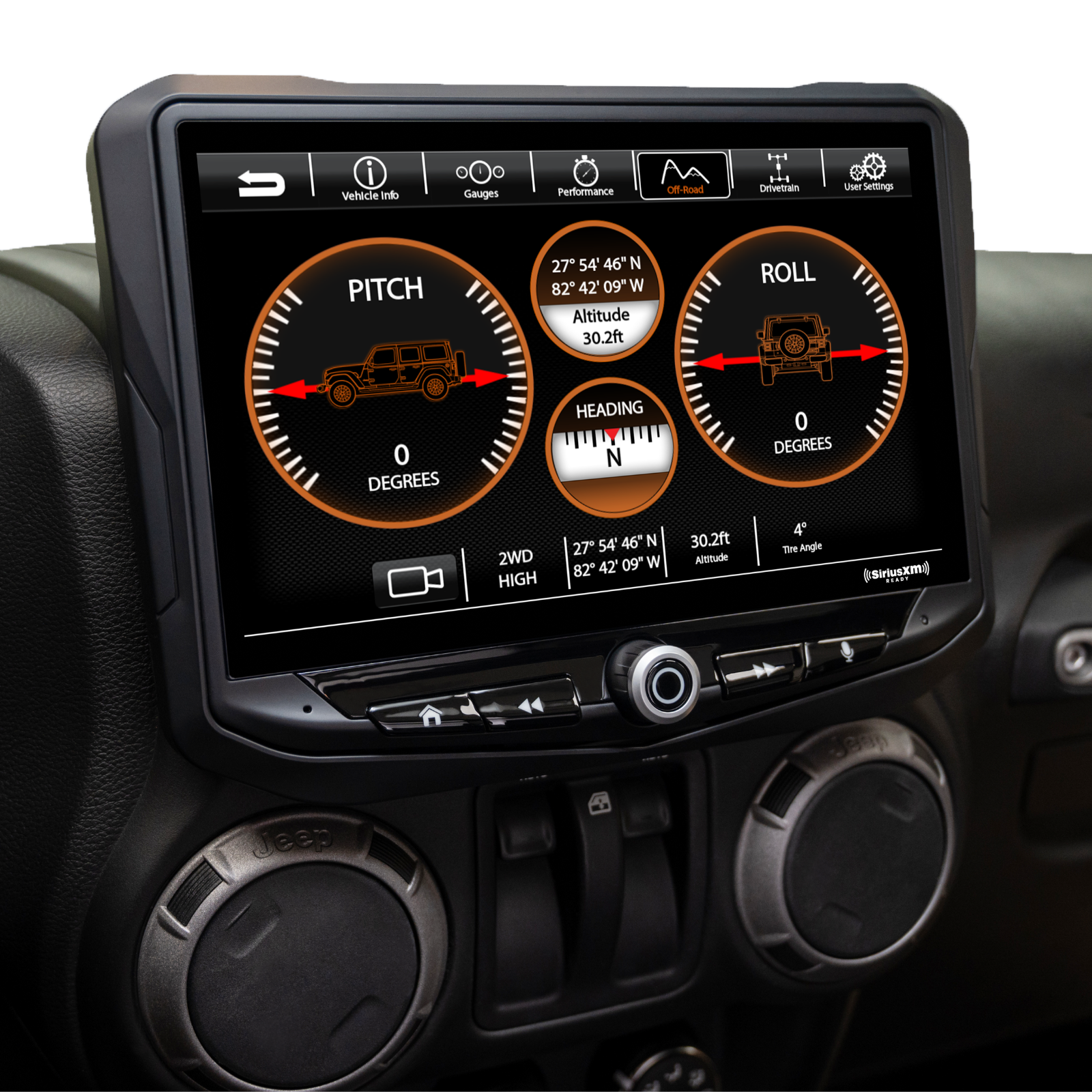 HEIGH10 10-inch Jeep Wrangler JK Integrated Radio Kit Off-Road Mode Display