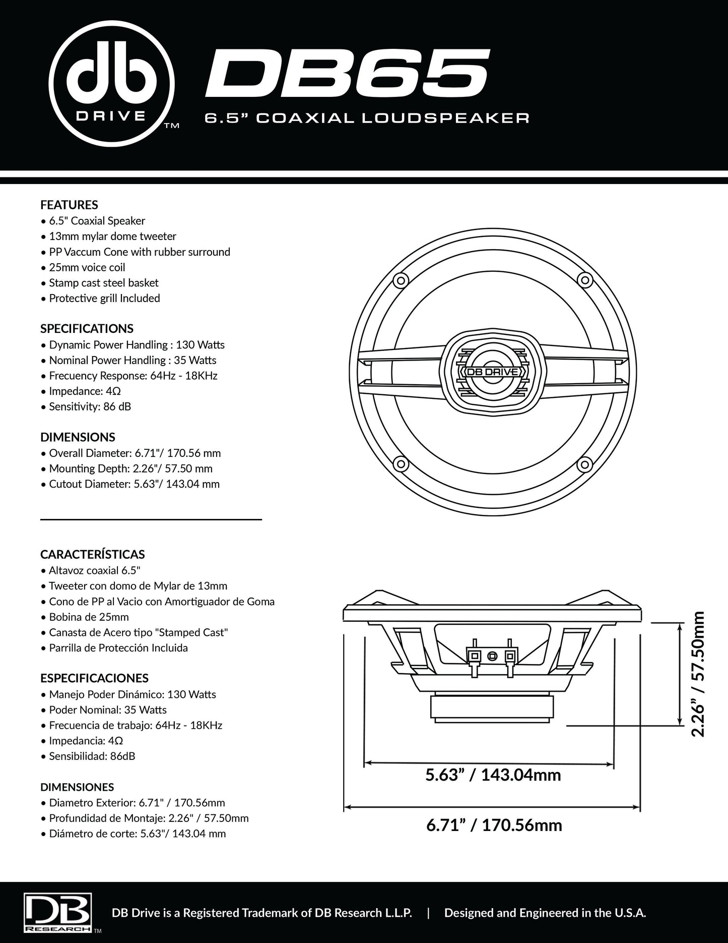 DB Drive DB65 : 6.5in 2-Way Loudspeaker