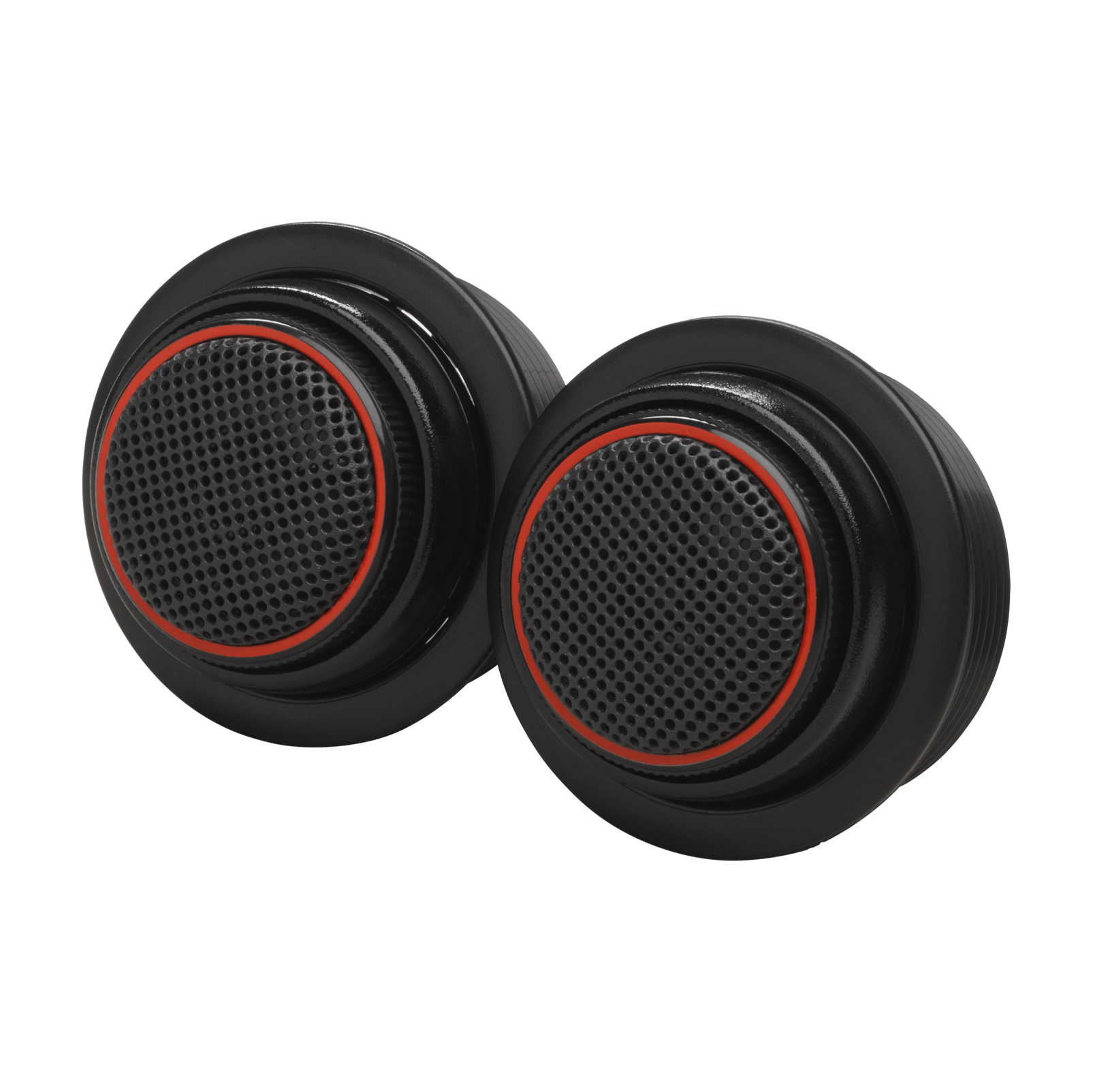 Two black and red circular objects