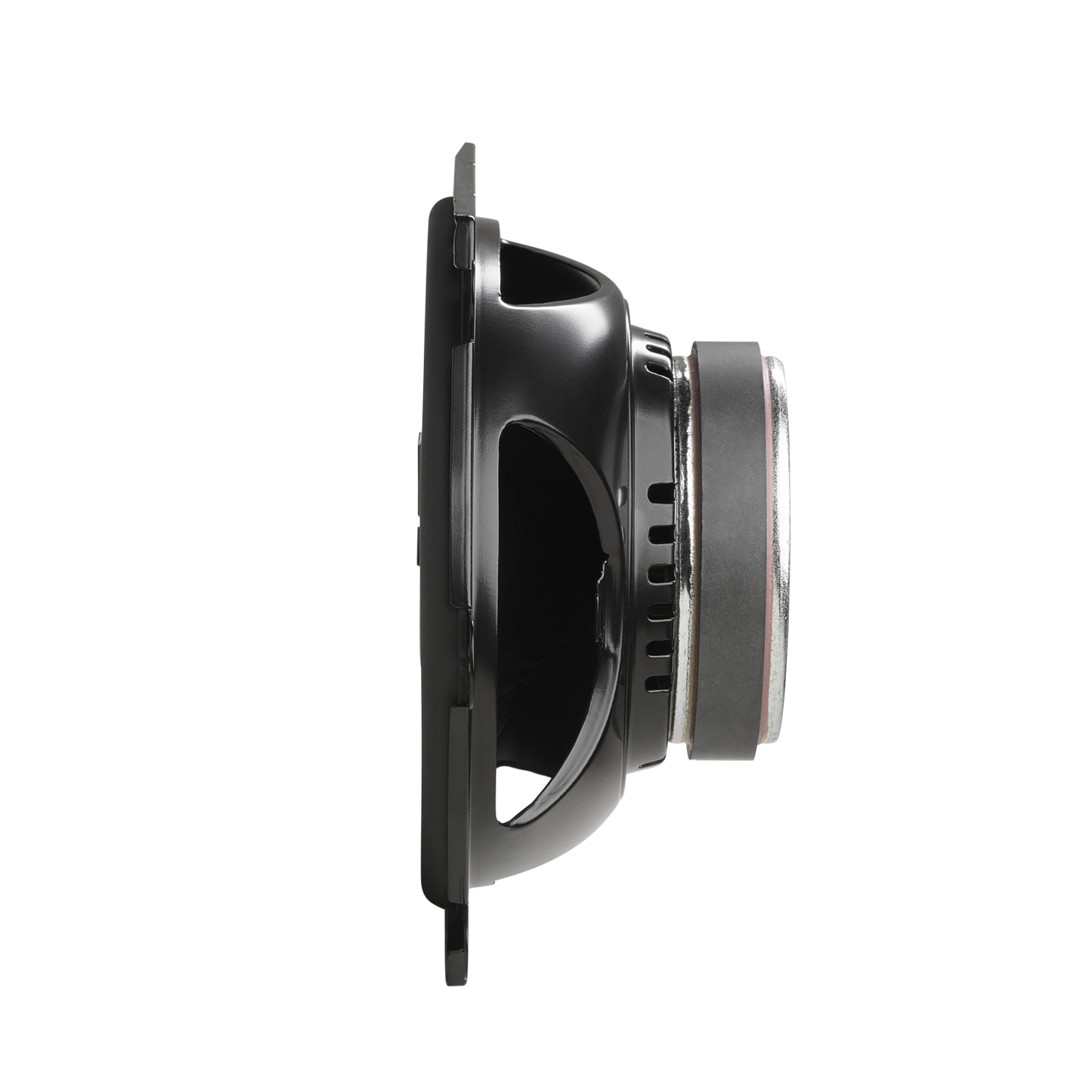 Side view of a black car wheel hub