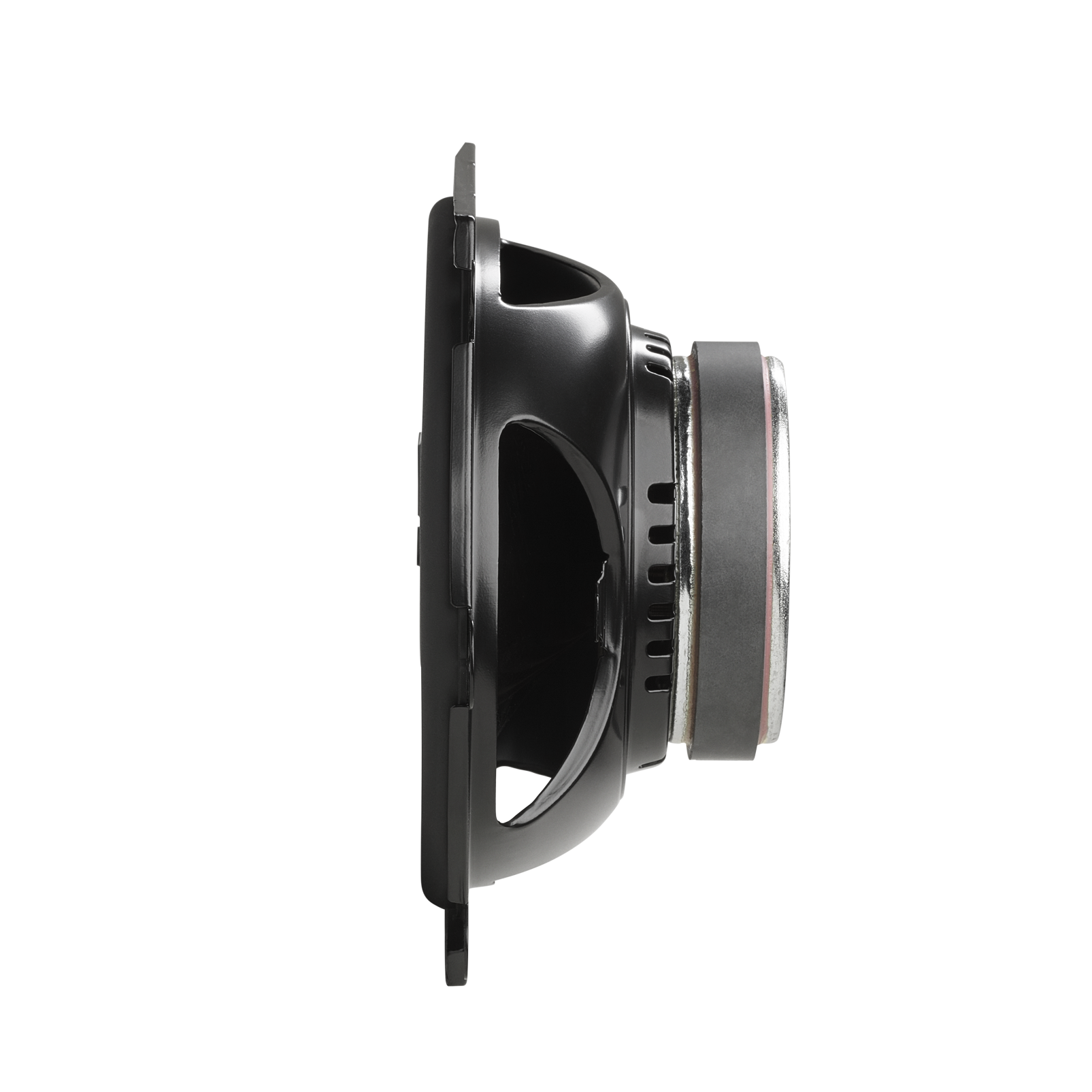 Side view of a black car wheel hub