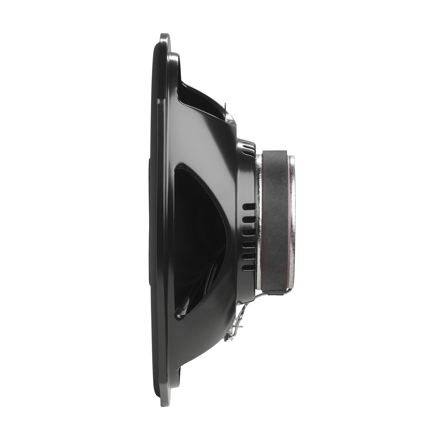 Side view of a black speaker 