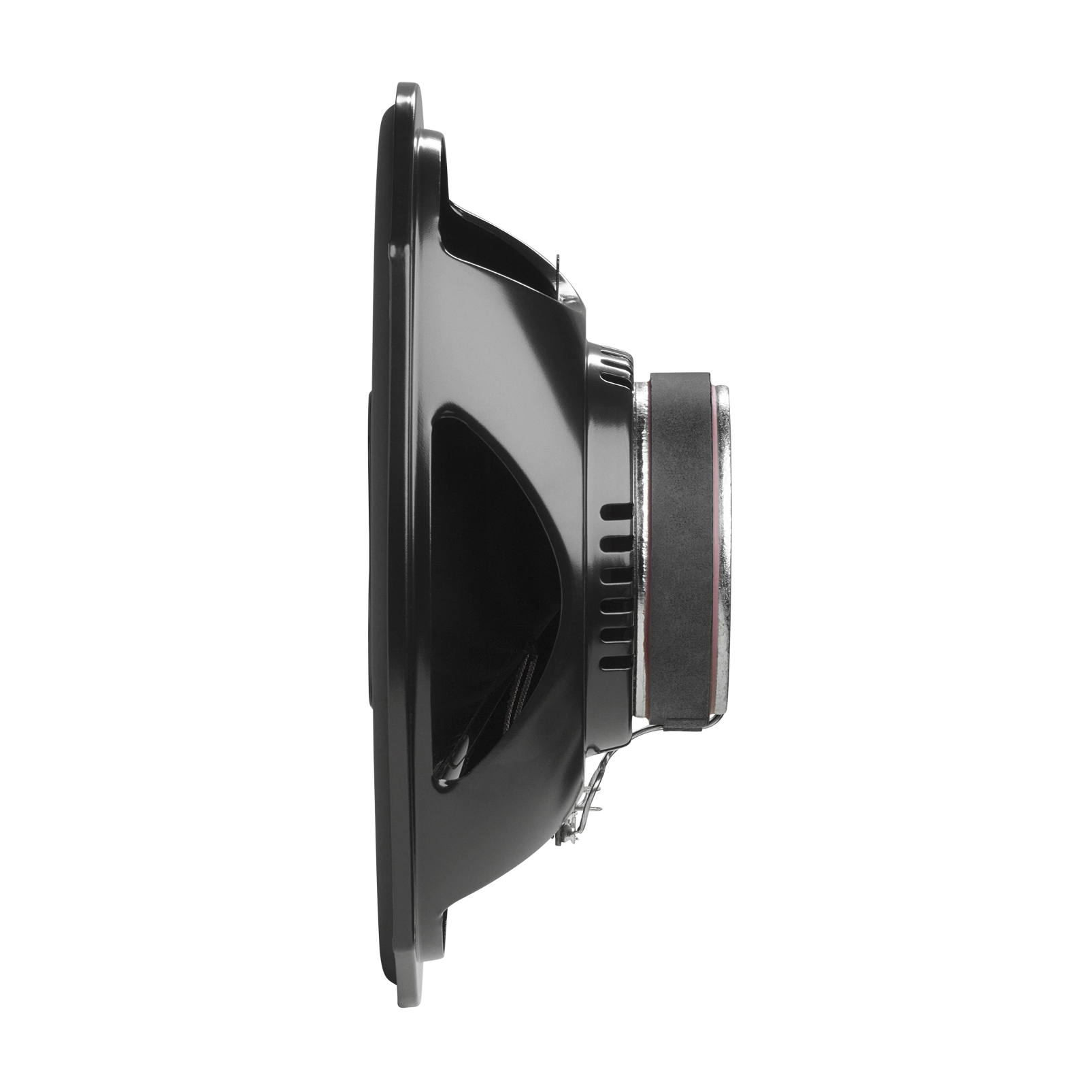 Side view of a black speaker 