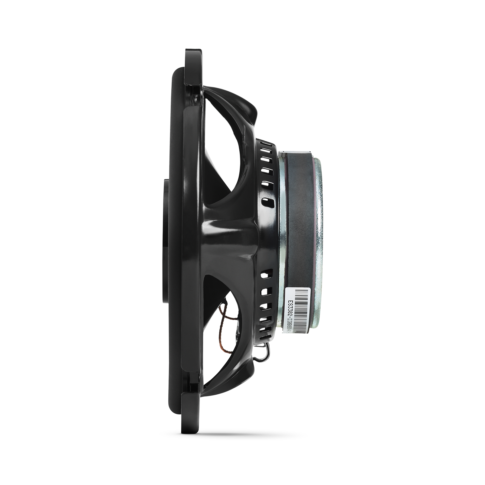 Side view of a black car speaker 