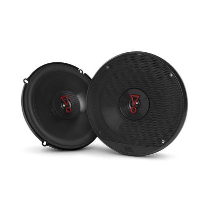 Two black car speakers with JBL logo 