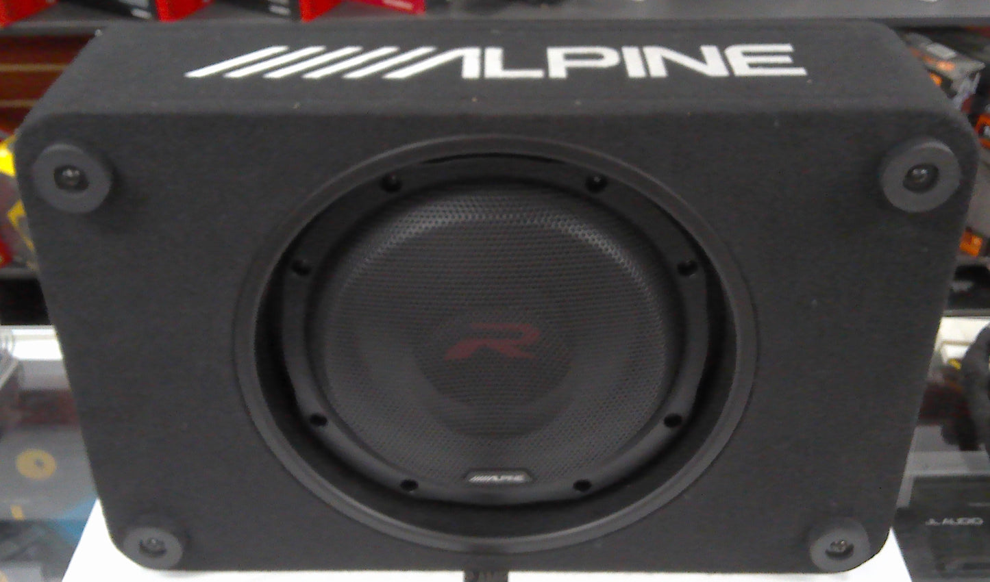Alpine R-Series Shallow 10" Subwoofer (RS-W10D4) with Shallow Subwoofer Cabinet