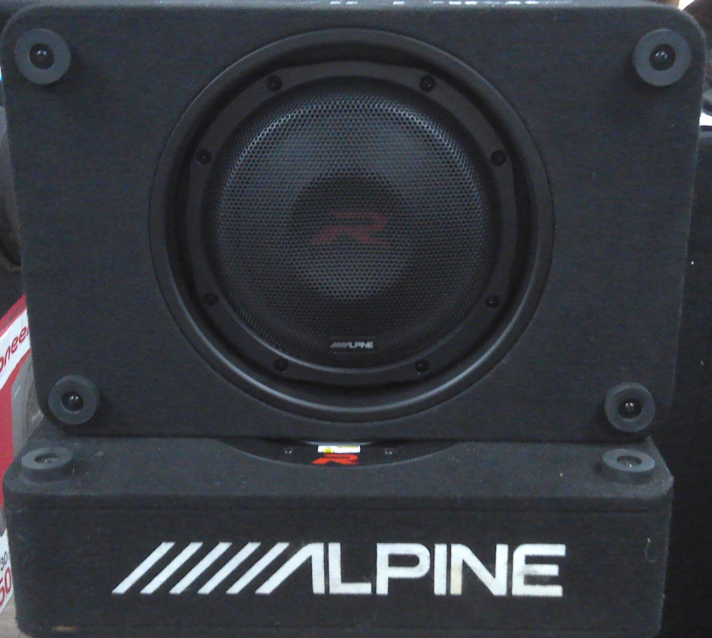 Alpine R-Series Shallow 10" Subwoofer (RS-W10D4) with Shallow Subwoofer Cabinet