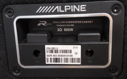 Alpine R-Series Shallow 10" Subwoofer (RS-W10D4) with Shallow Subwoofer Cabinet