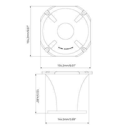 DB Drive P9TWLH : 6.1 in. X 6.1 in. X 5.1 in. Long Die-Cast Horn
