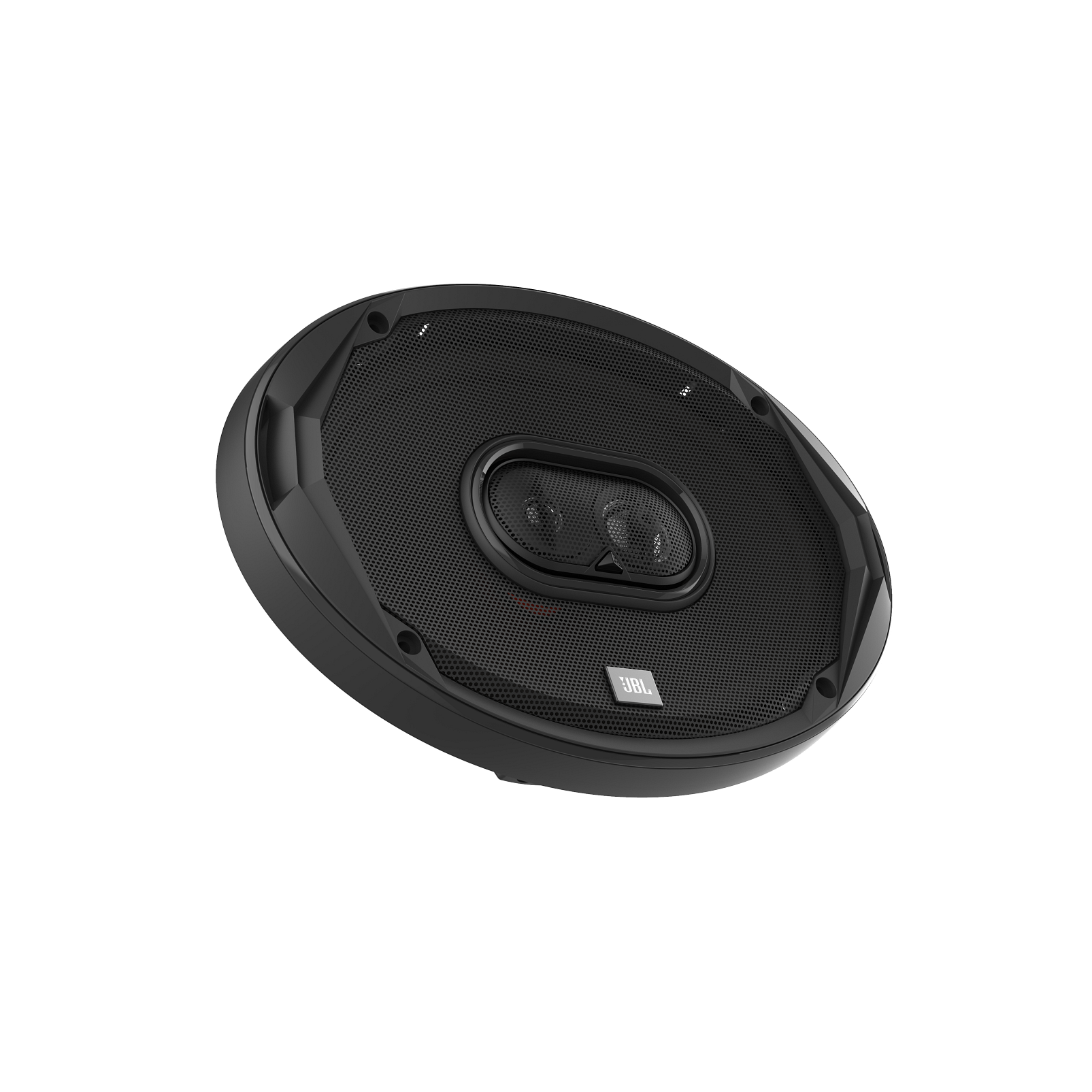 Black car speaker on a white background