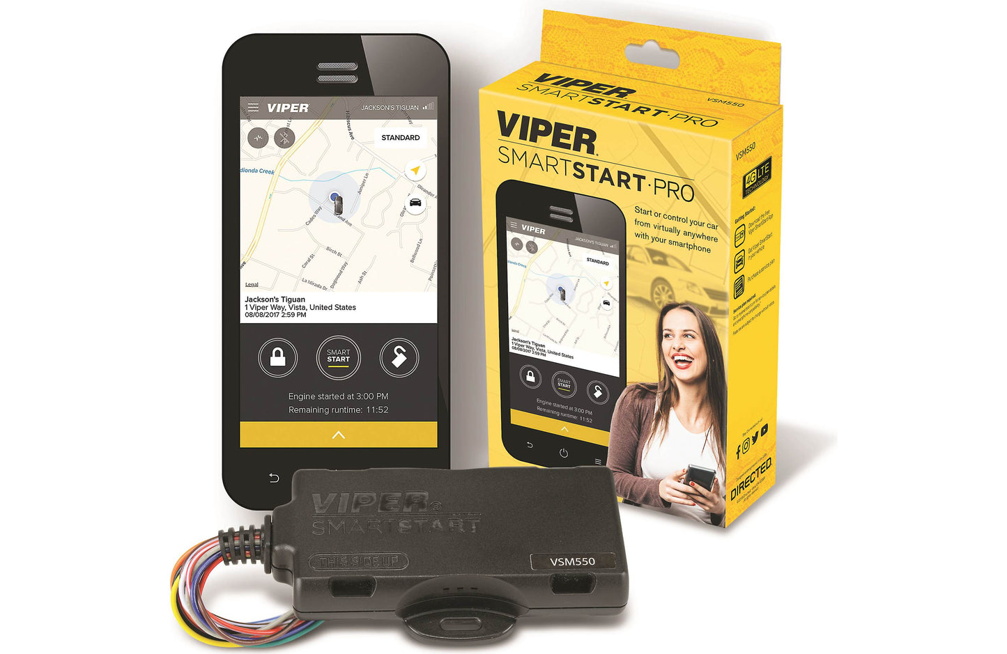 Viper SmartStart Pro device with smartphone app display