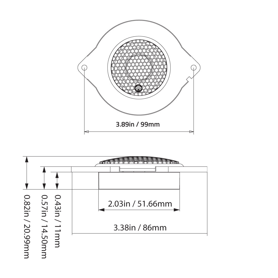 DB Drive WDX1TW-JP : 1.25 in. Aluminum Dome Tweeter (Jeep OEM Fit)