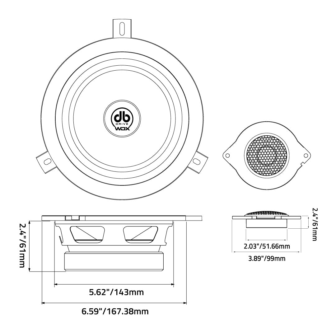 DB Drive WDX65C-JP : 6.5 in. Jeep Component Loudspeakers