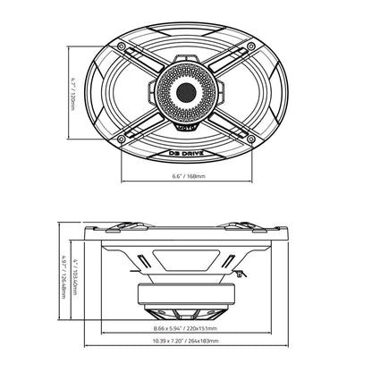DB Drive WDX69MOTO-CD: 6x9 in. Moto 2-Way Loudspeakers W/Back mounted Compression Driver