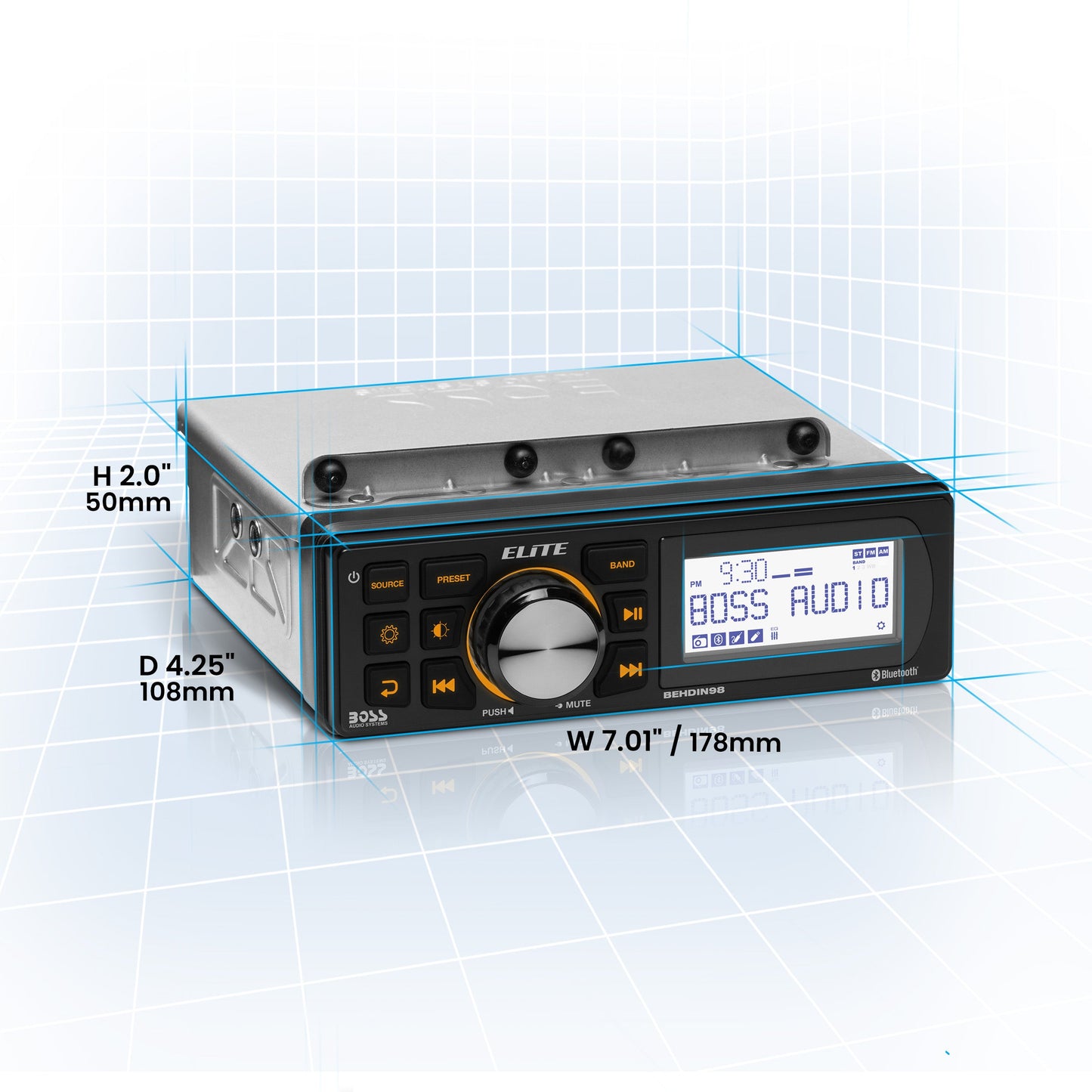 BOSS Elite BEHDIN98 Bluetooth Motorcycle In-Dash Receiver Harley-Davidson Weather-Resistant