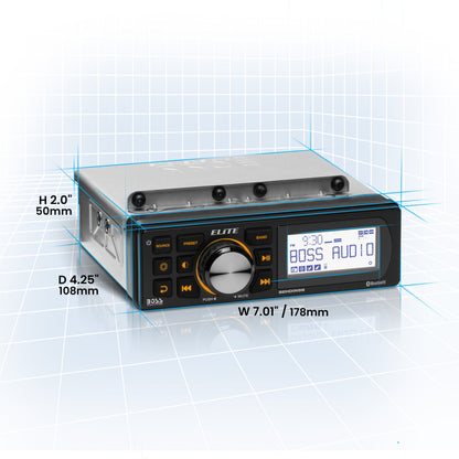 BOSS Elite BEHDIN98 Bluetooth Motorcycle In-Dash Receiver Harley-Davidson Weather-Resistant