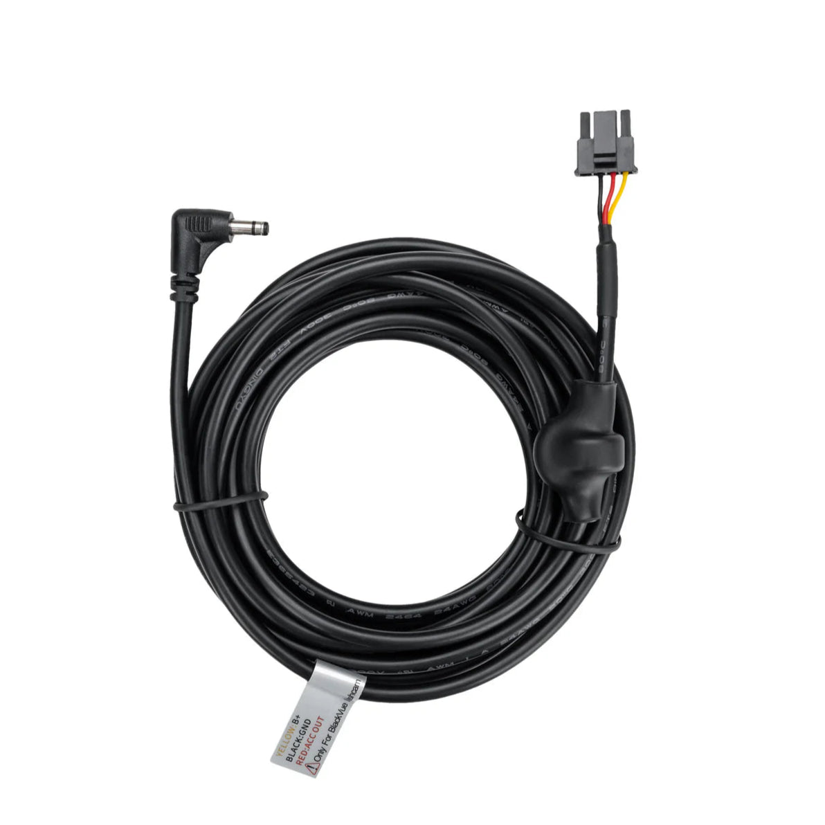 Black cable with connectors on a white background, featuring the BlackVue logo.