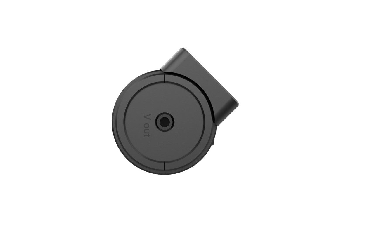 Black round device on a white background