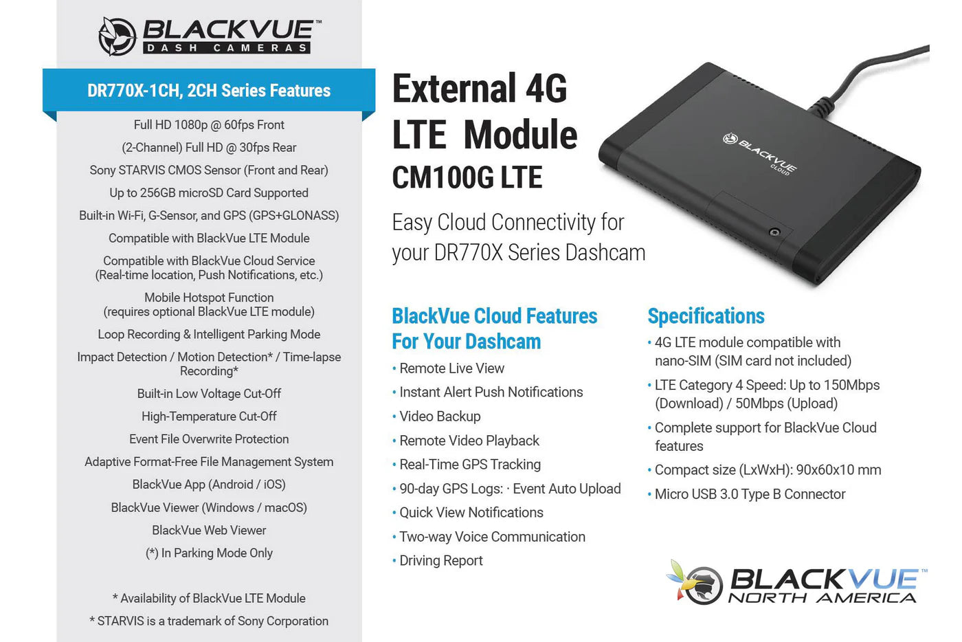 BlackVue DR770X-2CH-IR Front and Interior 1080p Full HD Cloud-Ready Dash Cam