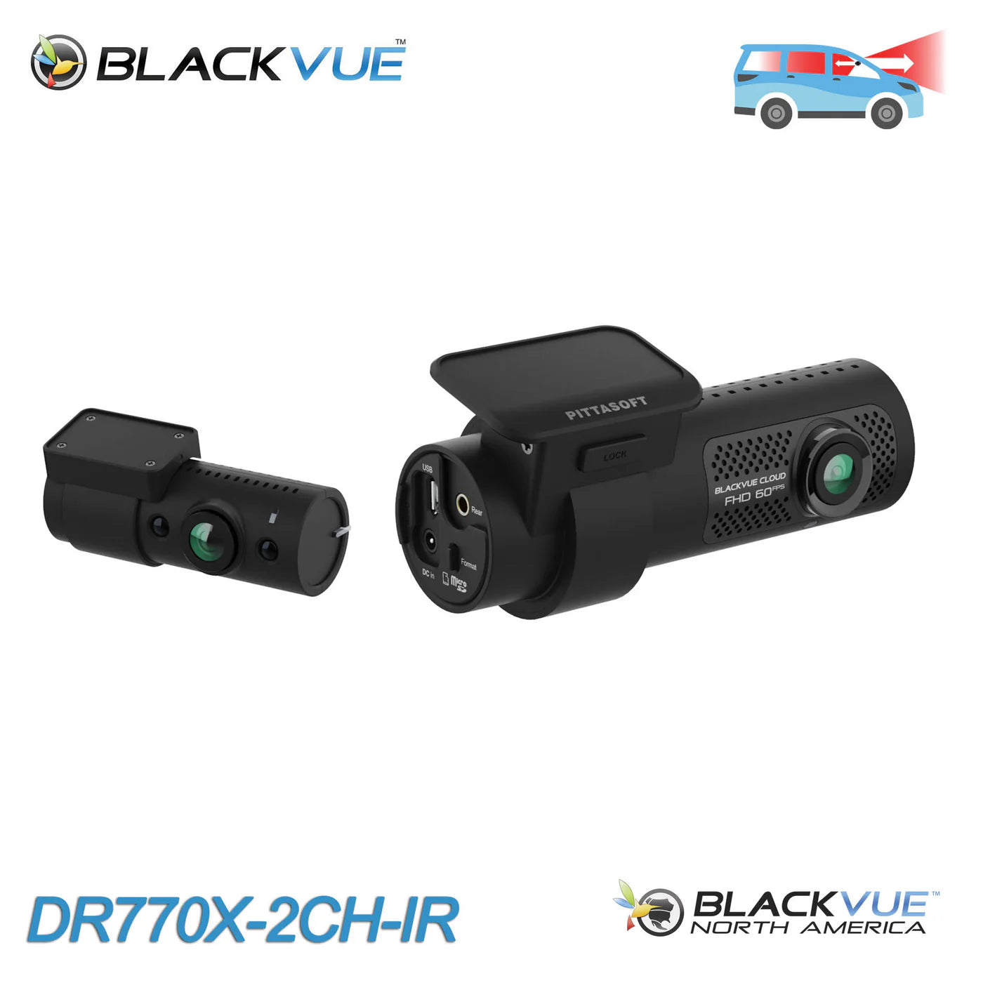 BlackVue DR770X-2CH-IR Front and Interior 1080p Full HD Cloud-Ready Dash Cam