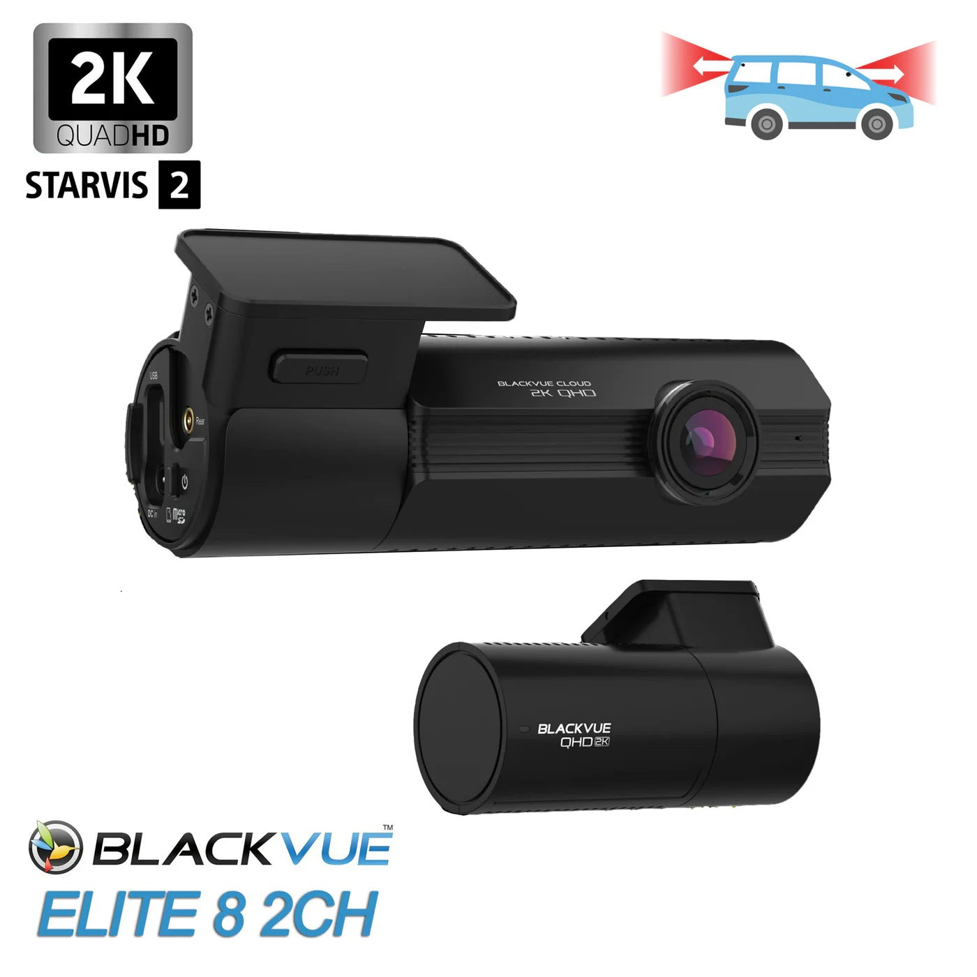 BlackVue ELITE 8-2CH 2CH Front + Rear 2K QHD Dash Cam